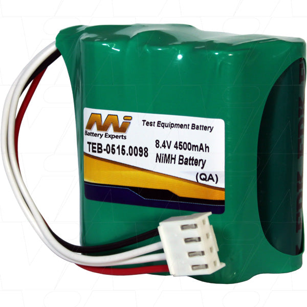 MI Battery Experts TEB-0515.0098 NiMH 8.4V 4.5Ah Battery Pack for Professional Test Equipment - Compact 34x69.5mm Design