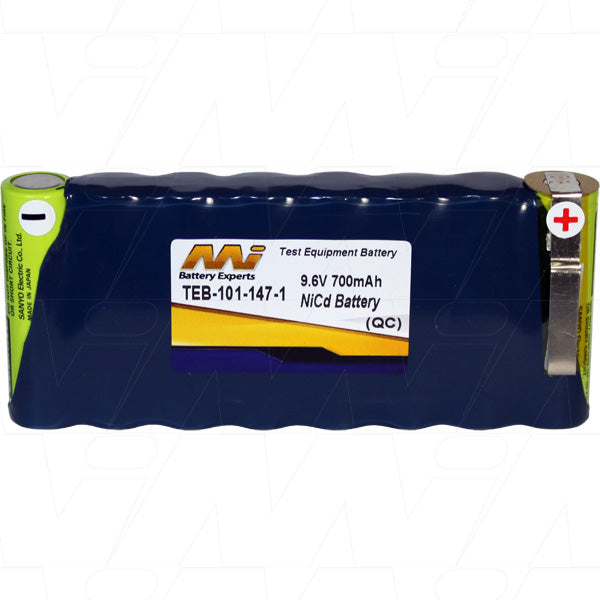 Professional-Grade 9.6V NiCd Battery Pack for Test Equipment - MI Battery Experts TEB-101-147-1 700mAh Precision Power Source