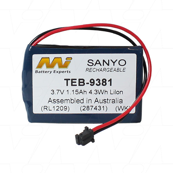 Professional TEB-9381 3.7V Lithium-Ion Battery for Test Equipment - 4.3Wh, 1.15Ah, Compact 35x53.4mm, 25g