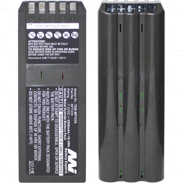 MI Battery Experts TEB-BP7235 7.2V 2.5Ah NiMH Battery Pack - Professional-Grade Power for Tools & Equipment (18Wh, 261g)