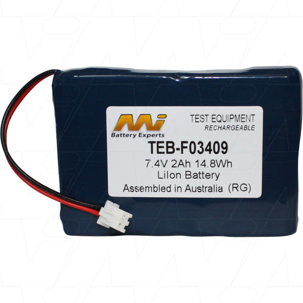 MI Battery Experts TEB-F03409 7.4V 2Ah Li-Ion Battery for Professional Portable Equipment - Compact 81g, 14.8Wh Power