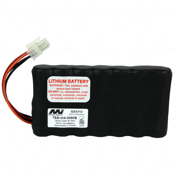 MI Battery Experts TEB-IHA-0850B Lithium-Ion Battery Pack 25.9V, 2.6Ah, 67.3Wh Professional-Grade Power for Test Equipment
