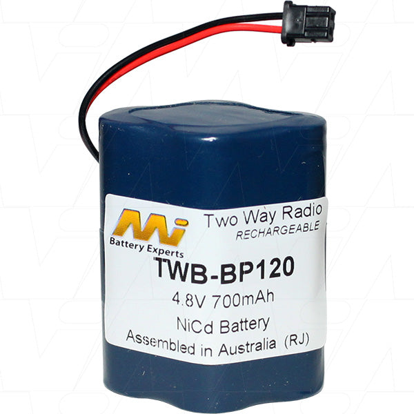 MI Battery Experts TWB-BP120 Professional Two-Way Radio Battery 700mAh NiCd, 4.8V, Compact 92g Design for Security & Event Comms