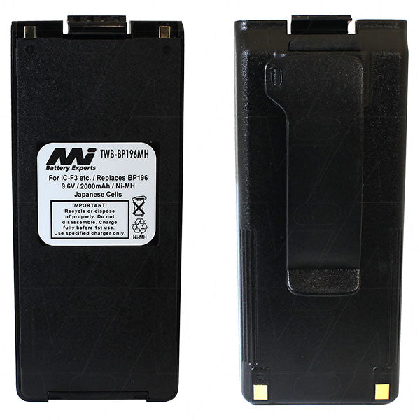 MI Battery Experts TWB-BP196MH Professional-Grade 9.6V 2Ah NiMH Two-Way Radio Battery for Extended Communication (19.2Wh, 264g)