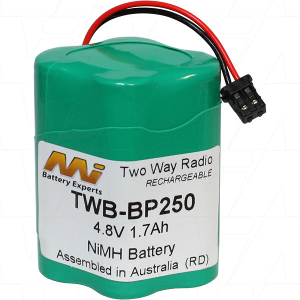 TWB-BP250 NiMH Two-Way Radio Battery Pack 4.8V, 1.7Ah, 8.2Wh - Professional-Grade Power for Security & Emergency Comms