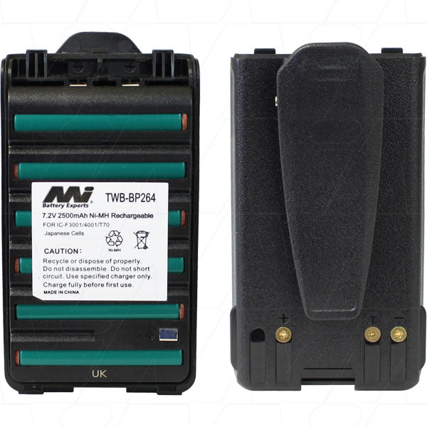 TWB-BP264 Professional NiMH Two-Way Radio Battery Pack - 7.2V, 2.5Ah, 18.0Wh - Compact 220g Design for Security & Emergency Services