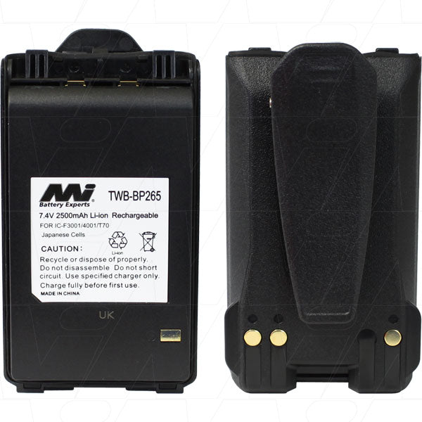 TWB-BP265 Professional Two-Way Radio Battery 7.4V, 2.5Ah Lithium-Ion Power for All-Day Reliability, 151g