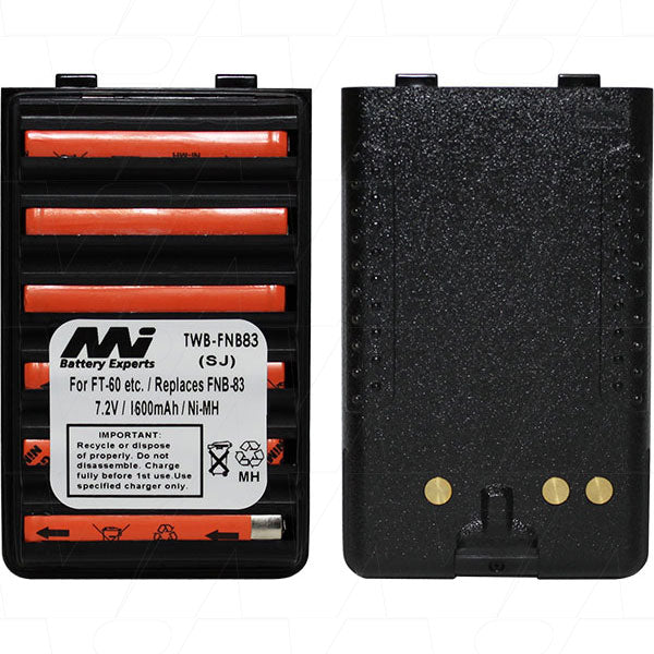 MI Battery Experts TWB-FNB83 NiMH Two-Way Radio Battery - 7.2V, 2Ah, Professional-Grade, Compact 57.3x17mm, 167g - Reliable Power for Security & Emergency Comms