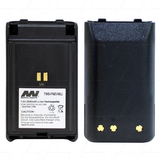 TWB-FNBV96Li Professional Two-Way Radio Battery 7.4V, 2.5Ah Li-ion, 18.5Wh, Extended Runtime for Security & Public Safety