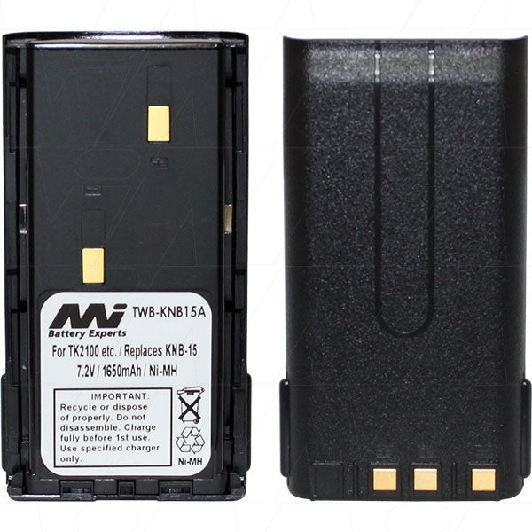 TWB-KNB15A Professional NiMH Two-Way Radio Battery - 7.2V 1.65Ah, 214g, Zero Memory Effect, for Security & Industrial Use