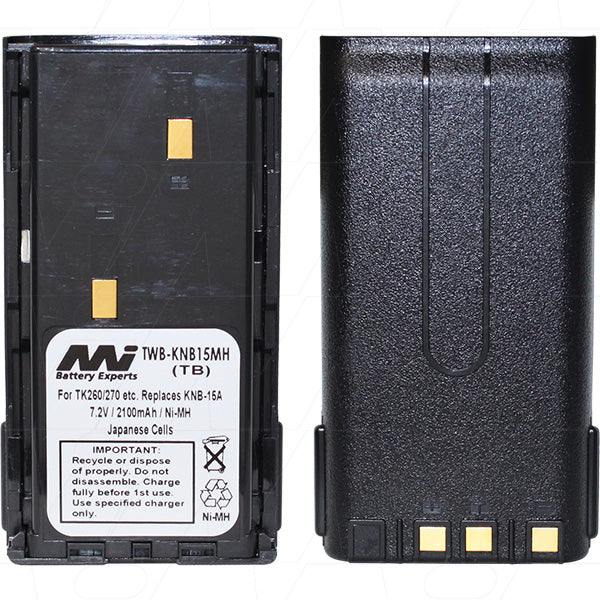 TWB-KNB15MH Professional Two-Way Radio Battery 7.2V 2.1Ah NiMH, 15.1Wh, 234g, for Security & Emergency Services