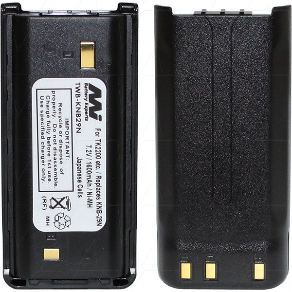 Professional NiMH Two-Way Radio Battery MI Battery Experts TWB-KNB29N - 7.2V, 1.6Ah, 11.5Wh, Compact 54.1x17.7mm, 190g