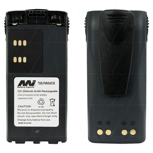 Professional TWB-PMNN4018 NiMH Two-Way Radio Battery, 7.2V 2.5Ah, 18Wh, Compact 236g Design for Reliable Communication