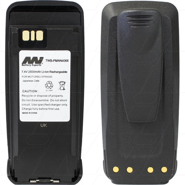 TWB-PMNN4066 Professional Two-Way Radio Battery - 7.4V Li-Ion, 2.5Ah, 18.5Wh, 163g - Long-Lasting Power for Security & Event Teams