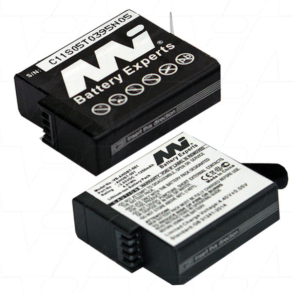 MI Battery Experts VB-AHDBT-501-BP1 Lithium-Ion Camera Battery - 4.8Wh, 3.85V, 1.25Ah for Professional Videography