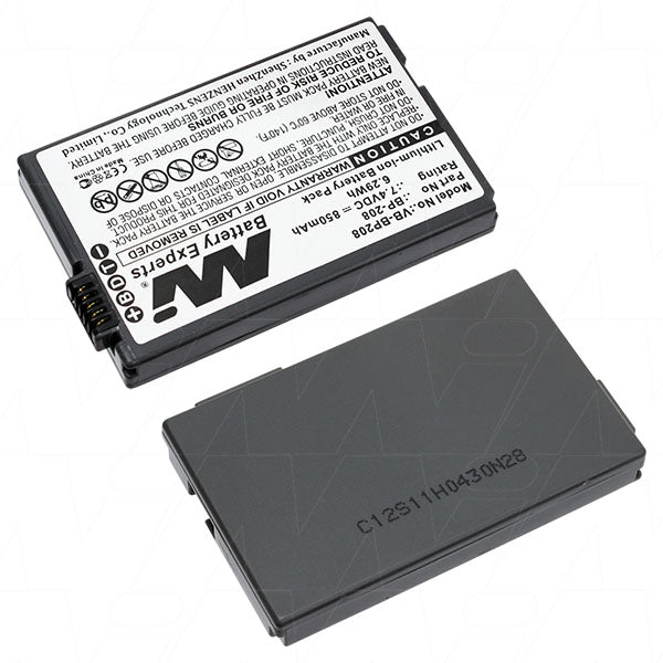 Professional-Grade MI Battery Experts VB-BP208-BP1 Lithium-Ion Camcorder Battery - 850mAh, 7.4V, 30g Lightweight for Extended Recording