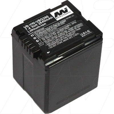 MI Battery Experts VB-VW-VBG260-BP1 2.64Ah Lithium-Ion Camcorder Battery, 7.4V, 19.5Wh, 104.5g, for Extended Professional Recording