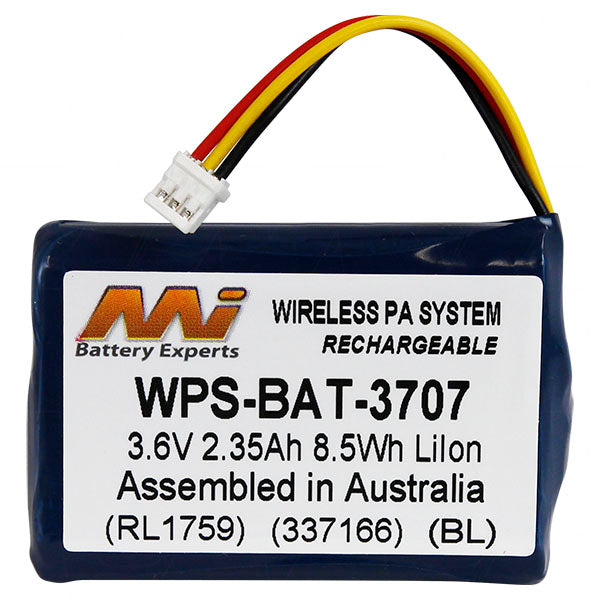 MI Battery Experts WPS-BAT-3707 Lithium-Ion Battery for Wireless Communication Systems - 3.6V, 2.35Ah, 8.5Wh