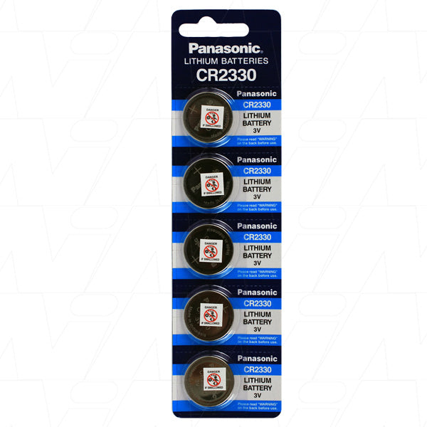 Panasonic CR2330 3V 265mAh Lithium Coin Cell Blister of 5