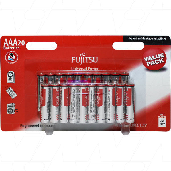 Fujitsu Universal Power 1.5V AAA Alkaline Blister of 20