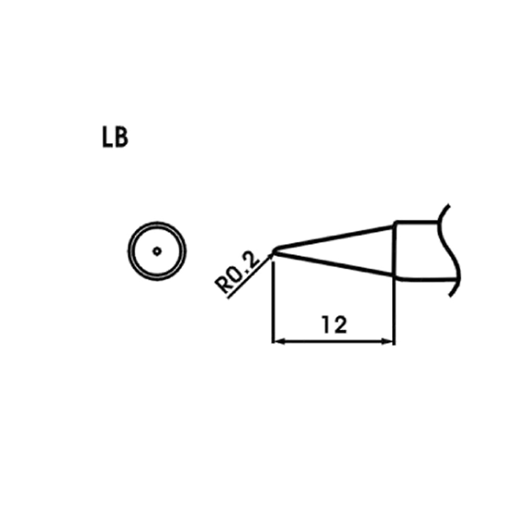 LB 0.2mm x 12mm Conical Type Soldering Tip with Heating Cartridge