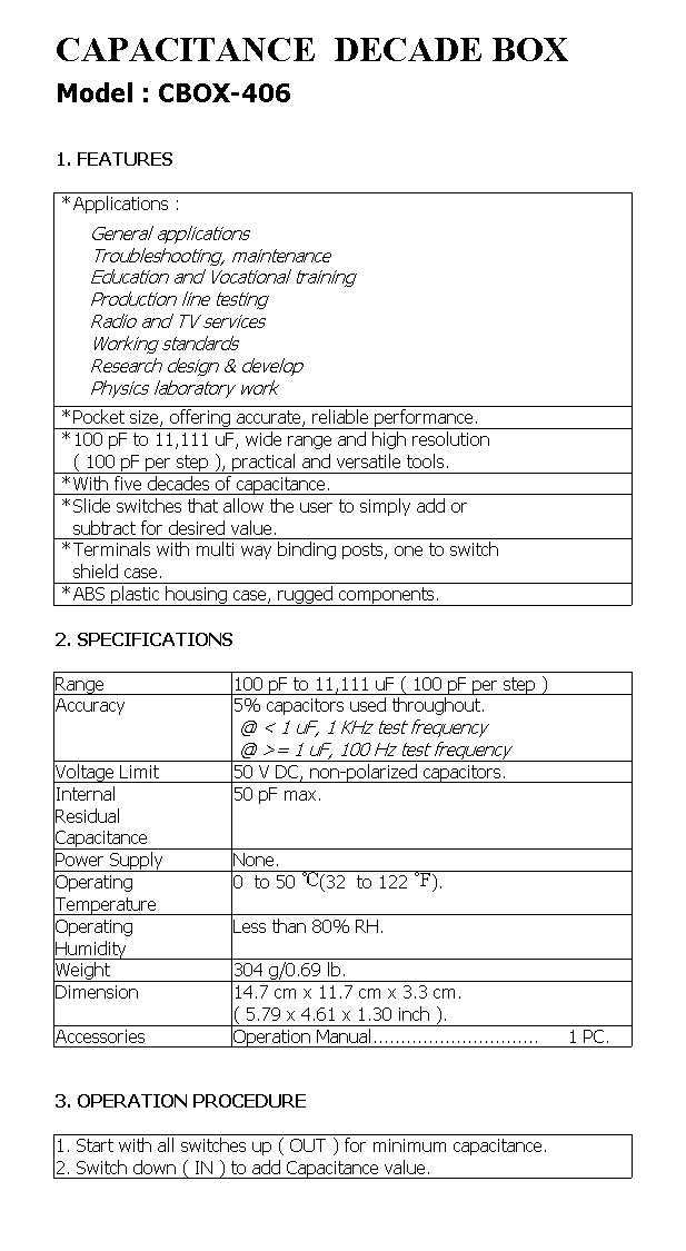 Capacitance Decade Box