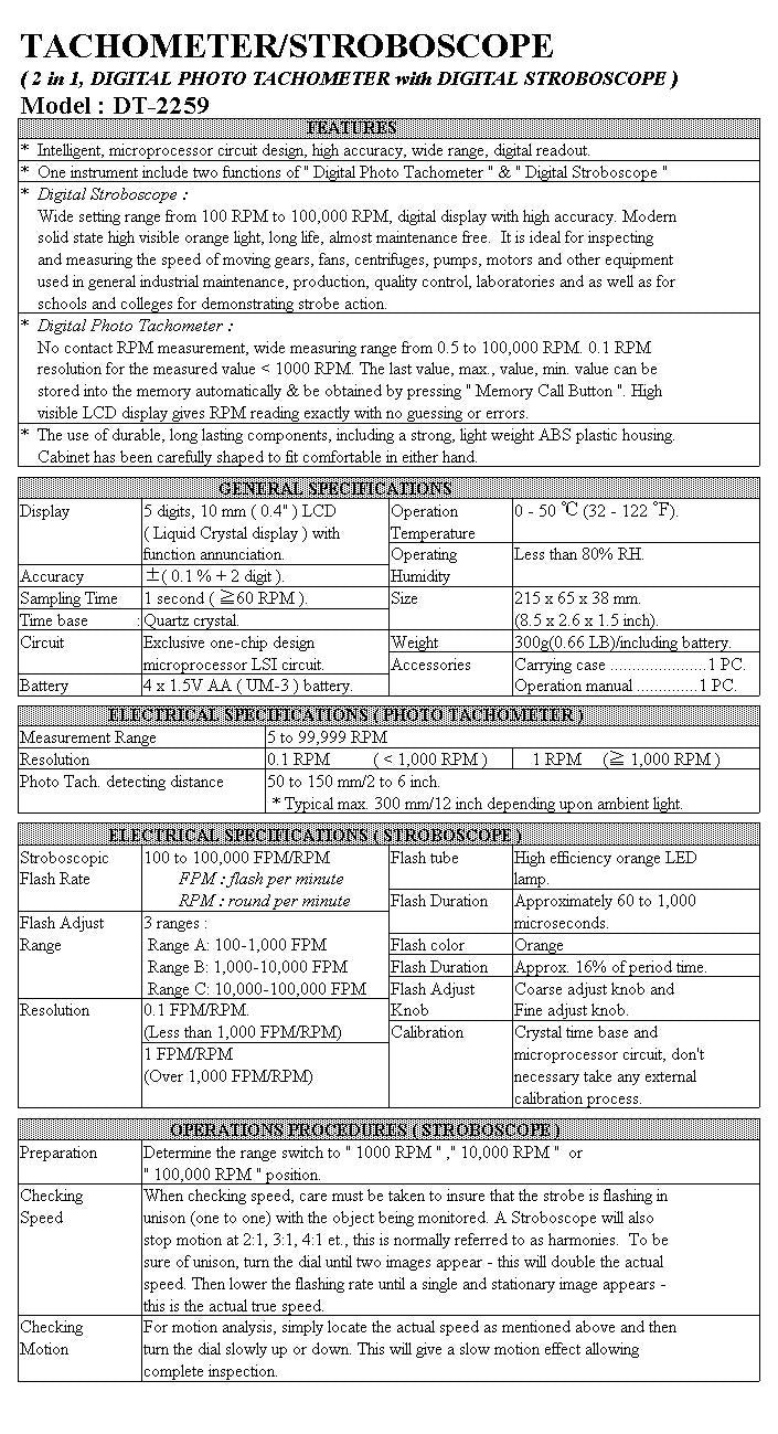 Tacho/Strobe Battery Operated