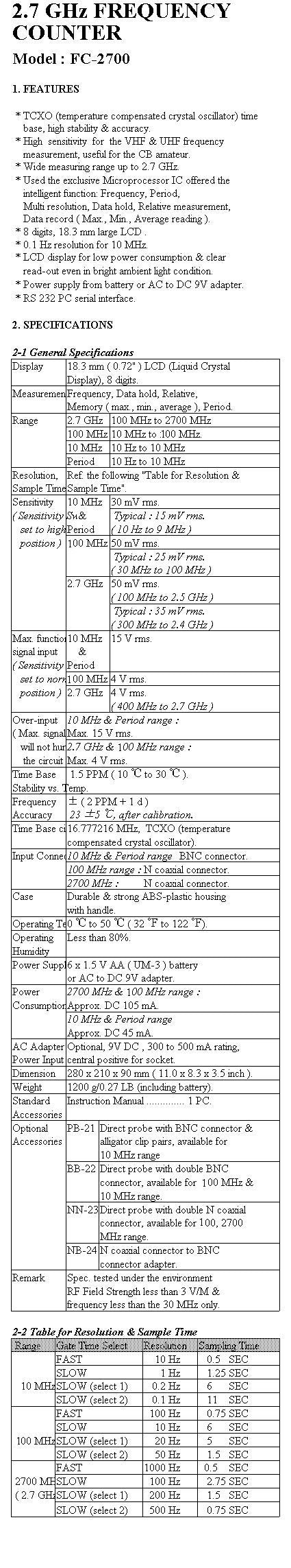 Frequency Counter 2.7Ghz - High Sensitivity