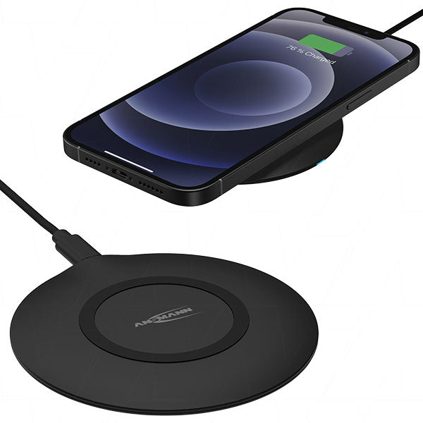 Ansmann 1001-0126 Qi Wireless Charging Pad 5V Ultra-Slim 5mm Profile, 99.9mm Compact Size for Smartphones