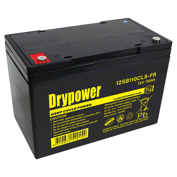 Drypower 12SB110CLS-FR 110Ah Sealed Lead Acid Battery Dual-Purpose Deep Cycle & Backup Power for UPS, Solar & Industrial Use
