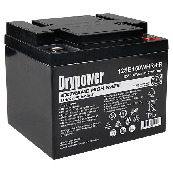 Drypower 12SB150WHR-FR 12V 40Ah SLA Battery Zero-Maintenance, Heavy-Duty Backup Power for UPS, Security & Emergency Systems