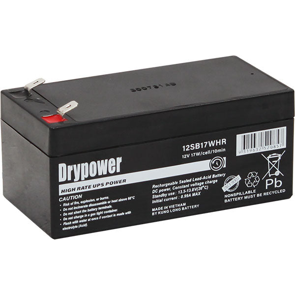 Drypower 12SB17WHR 12V 3.4Ah Sealed Lead Acid Battery - High-Rate UPS Backup Power for Critical Systems