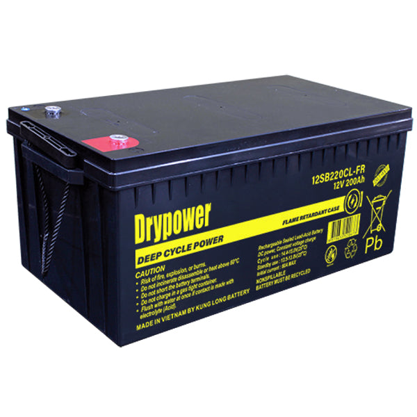 Drypower 12SB220CL-FR 220Ah Sealed Lead Acid Battery for Critical Backup & Cyclic Applications - 12V, 2640Wh