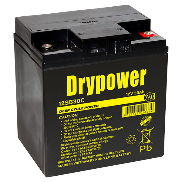 Drypower 12SB30C Professional 12V 30Ah SLA Battery for Reliable Backup & Cyclic Applications, UPS & Security