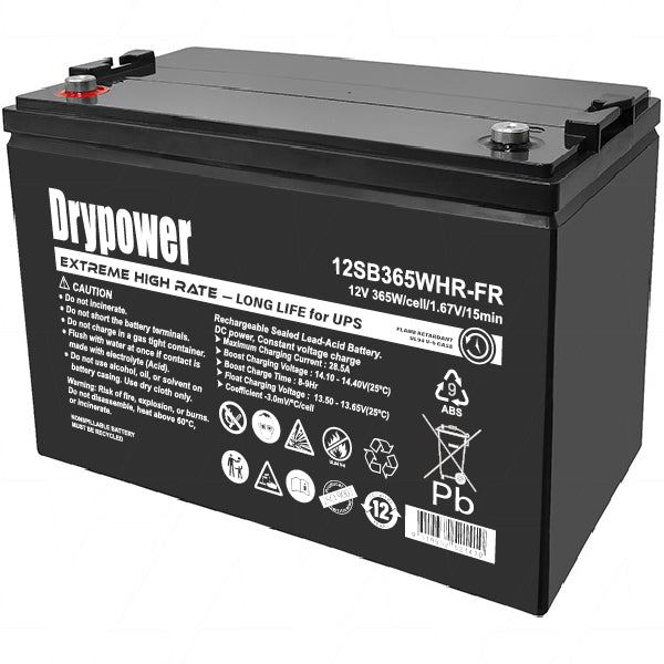 Drypower 12SB365WHR-FR 95Ah Deep Cycle SLA Battery Professional-Grade 12V Backup Power for UPS, Security & Critical Systems