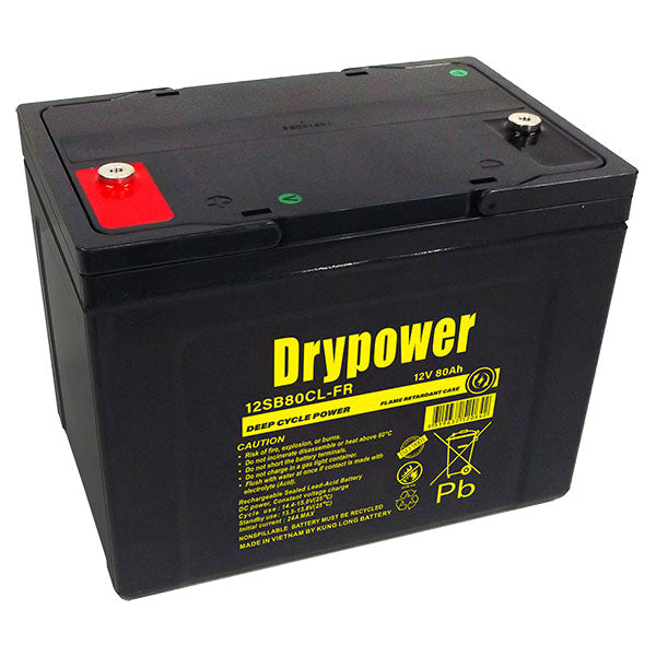 DryPower 12SB80CL-FR 80Ah Sealed Lead Acid Battery - Maintenance-Free 12V Cyclic Power for Critical Backup & Industrial Use
