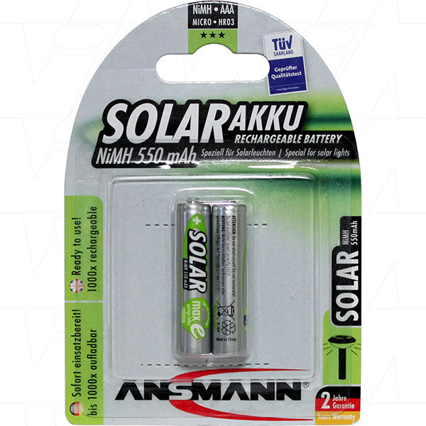 ANSMANN Pro AAA NiMH Rechargeable Batteries 550mAh - High-Capacity, Low Self-Discharge, 1.2V, 100s of Cycles