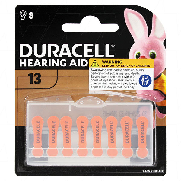 Duracell 13HPX8 Zinc Air Battery 290mAh Hearing Aid Power Cell, 1.4V, 7.9x5.4mm, Professional-Grade for Precision Devices