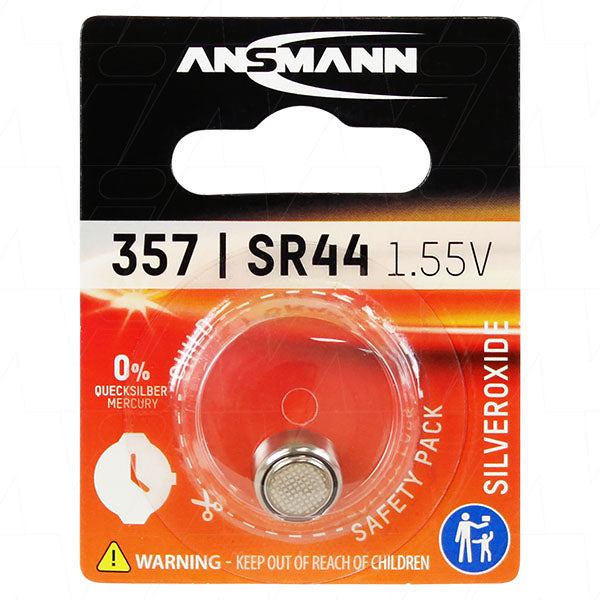 Ansmann SR44 Silver Oxide Button Cell 1.55V, 158mAh, 12x5mm - Professional-Grade Power for Watches & Precision Devices