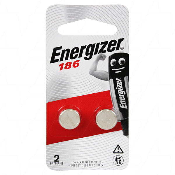Energizer 186-BP2 LR43 1.5V Alkaline Battery - 113mAh Capacity for Cameras, Instruments & Small Electronics (2-Pack)