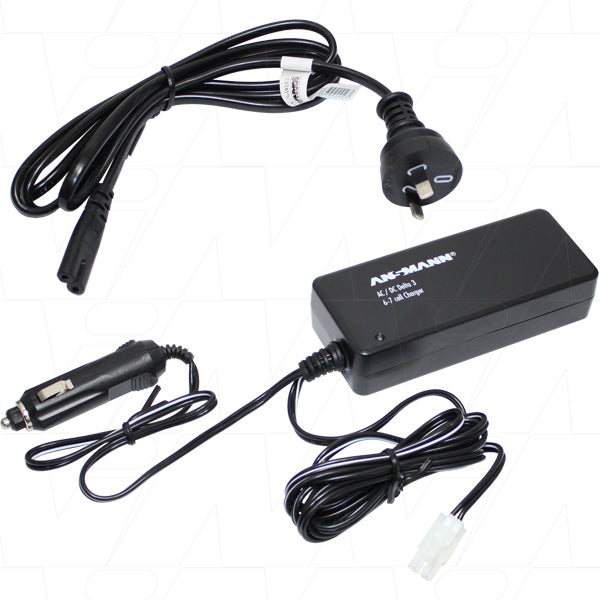 ANSMANN 2014-3001 Professional NiCd/NiMH RC Battery Charger - 2.7A, 7.2V/8.4V, Compact 56x33mm Design for Hobby Enthusiasts