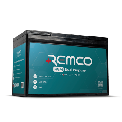 REMCO 800CCA 92AH AGM Dual Purpose Battery - 4x4 & Marine Starting/Deep Cycle - Spill Proof, High Cranking Power 