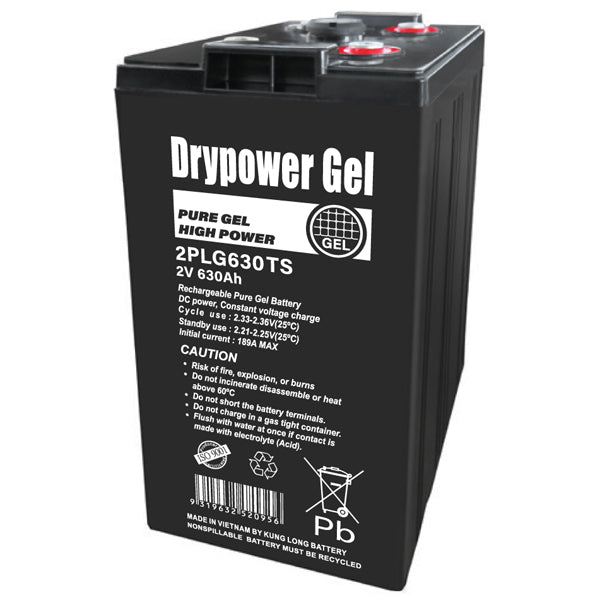 Drypower 2PLG630TS GEL Deep Cycle Battery 630Ah 2V Sealed Maintenance-Free Power for Golf Carts & Mobility Scooters