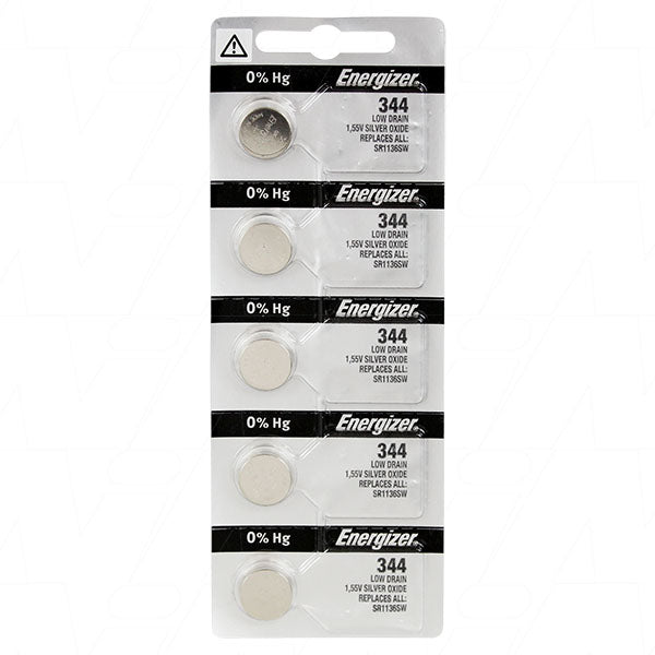 Energizer 344/350TZ-BP5 1.55V Silver Oxide Button Cell Battery - 100mAh, 11.6mm, Long-Lasting Power for Watches & Precision Devices