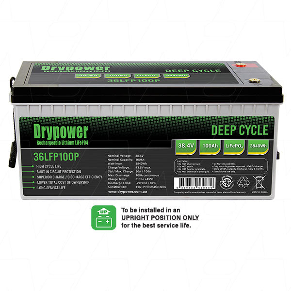 Drypower 36LFP100P Professional 38.4V LiFePO4 Battery, 3840Wh Capacity, 100Ah, for Demanding Applications