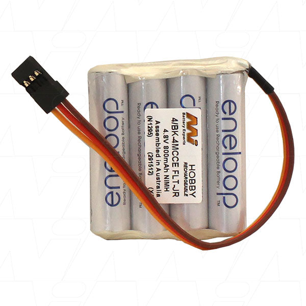 Eneloop 4/BK-4MCCE FLT-JR Professional-Grade 4.8V 800mAh NiMH Rechargeable Battery Pack for RC Transmitters & Receivers