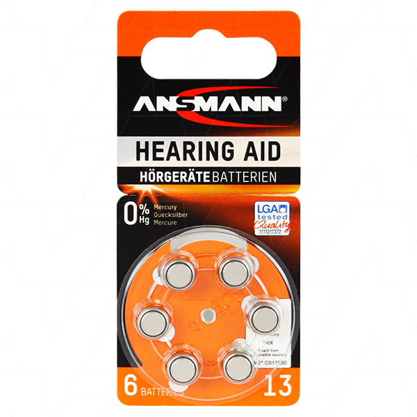 Ansmann A13 Zinc Air Hearing Aid Battery - 280mAh, PR48, 1.4V, Ultra-Compact 7.9x5.4mm for Crystal Clear Sound