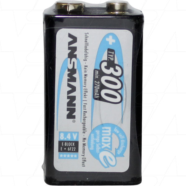 ANSMANN 5035451 BULK 9V NiMH 300mAh Rechargeable Battery for Pro Audio & Test Equipment - Eco-Friendly Power