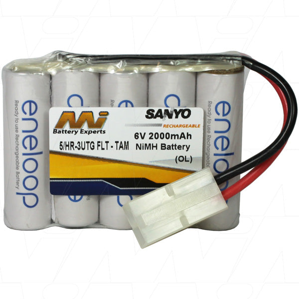 Eneloop 5/BK-3MCCE FLT-TAM Professional 6V NiMH RC Battery Pack - 2.0Ah Capacity, 140g Lightweight Design for Racing Cars, Boats & Aircraft