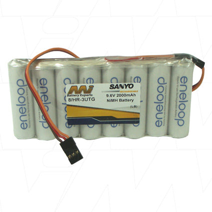 Eneloop 8/BK-3MCCE FLT-JR 9.6V 2Ah NiMH Pro Battery Pack for RC Transmitters - Long-Lasting, Quick-Charge